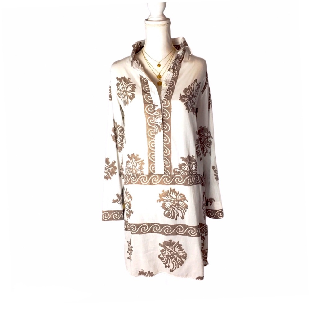 Kerry Cassill Cotton Long Sleeve Shirt Dress